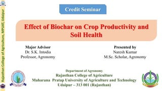 Effect of Biochar on Crop Productivity and Soil Health | PPT