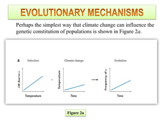 Perhaps the simplest way that climate change can influence the
genetic constitution of populations is shown in Figure 2a.
Figure 2a
 