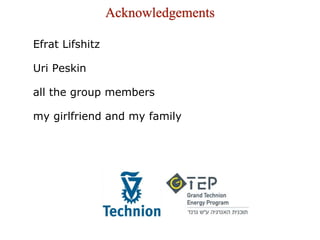 Acknowledgements
Efrat Lifshitz
Uri Peskin
all the group members
my girlfriend and my family
 