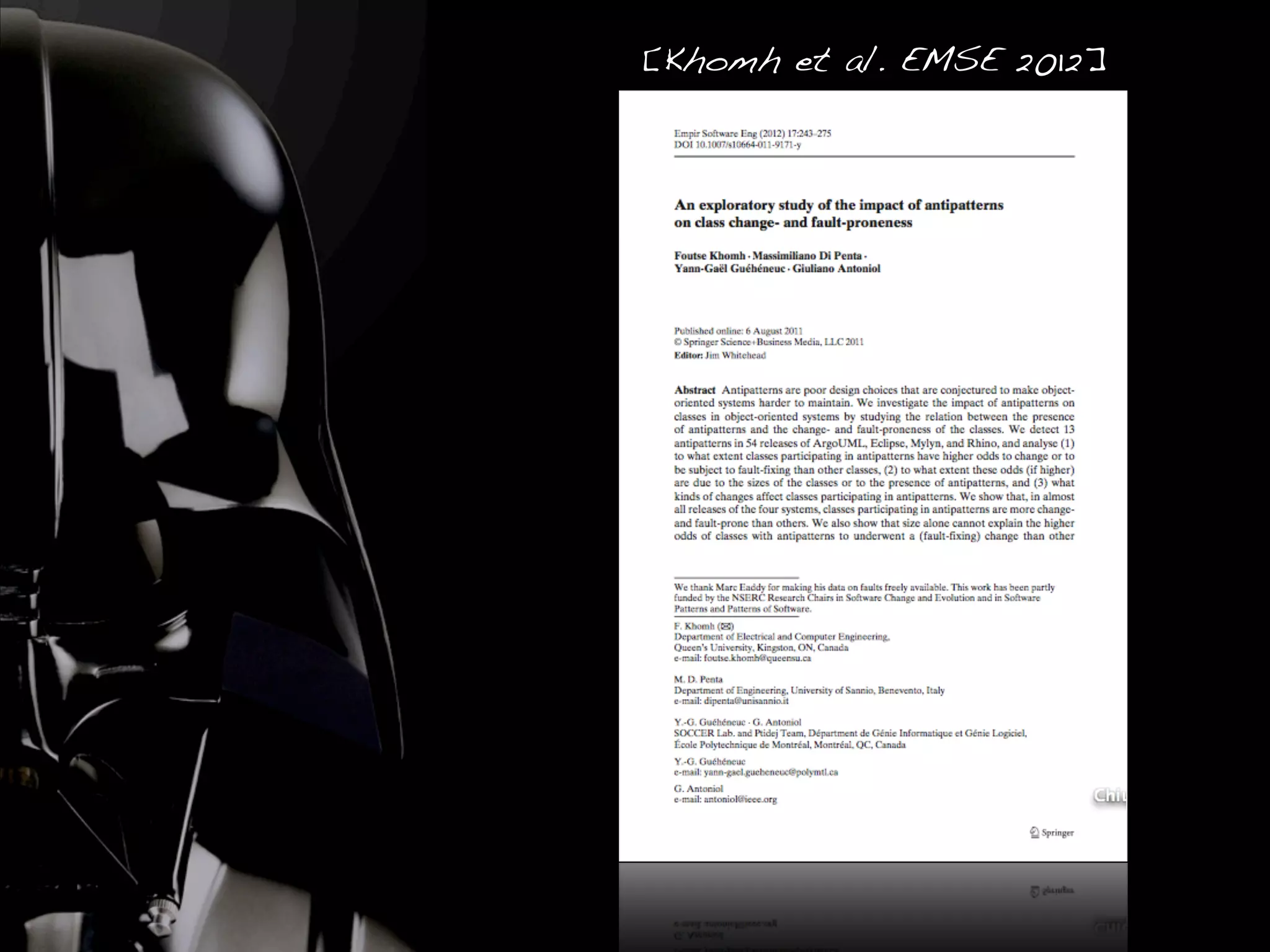 [Khomh et al. EMSE 2012] 
 