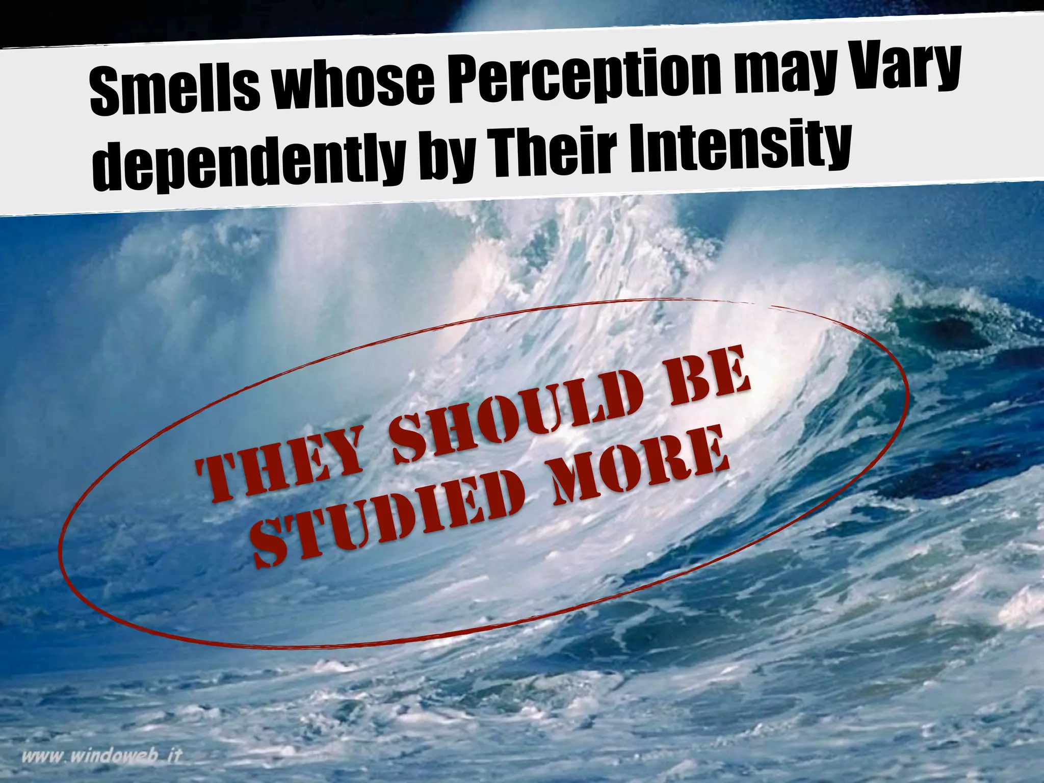 Smells whose Perception may Var y 
dependently by Their Intensit y 
THEY SHOULD BE 
studied more 
 
