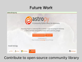 Future WorkFuture Work
Contribute to open-source community library
 