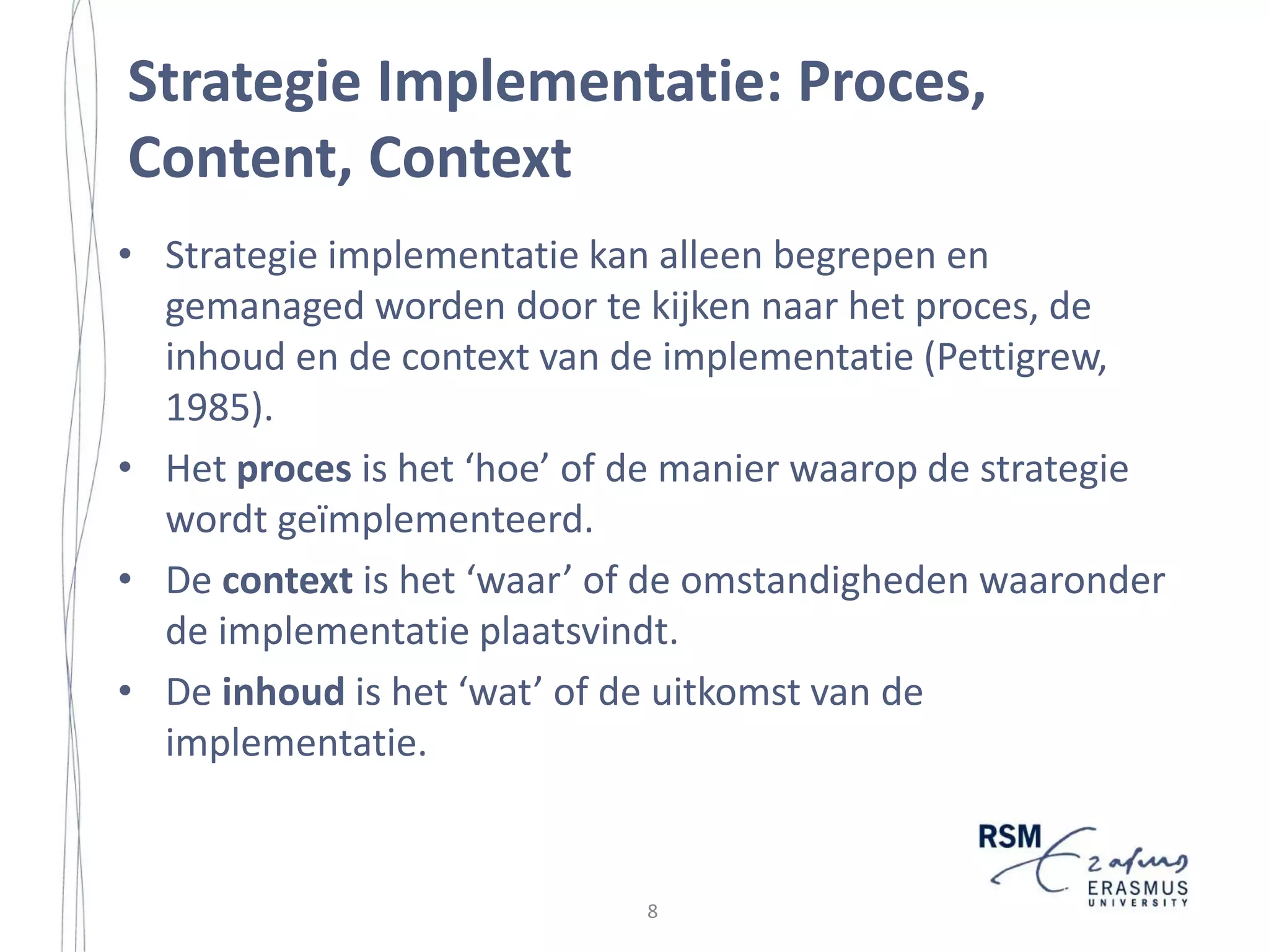 TABLE OF CONTENTS

TABLE OF CONTENTS ...................................................................................... vii
FIGURES AND TABLES...................................................................................... ix
PREFACE .............................................................................................................. xi
1. INTRODUCTION............................................................................................... 1
1.1 The Importance of Strategy Implementation ................................................ 1
1.2 Research Objective and Questions................................................................ 9
1.3 The Outline of The Study............................................................................ 12
2. REVIEW OF LITERATURE............................................................................ 13
2.1 Introduction................................................................................................. 13
2.2 Defining Strategy Implementation.............................................................. 13
2.3 Perspectives on Strategy Implementation ................................................... 15
2.4 Strategy Implementation Frameworks ........................................................ 23
3. RESEARCH METHODOLOGY ...................................................................... 29
3.1 Introduction................................................................................................. 29
3.2 Research Philosophy ................................................................................... 29
3.3 Research Strategy........................................................................................ 31
3.4 Conceptual Lens.......................................................................................... 33
3.5 Research Design.......................................................................................... 38
3.6 Research Setting.......................................................................................... 50
3.7 Research Approach ..................................................................................... 59
3.8 Data Analysis .............................................................................................. 69
4. STRATEGY IMPLEMENTATION CONTEXT.............................................. 73
4.1 Introduction................................................................................................. 73
4.2 Environmental Level Context Factors......................................................... 73
4.3 Organizational Level Context Factors......................................................... 84
4.4 Individual Level Context Factors................................................................ 98
5. STRATEGY IMPLEMENTATION PROCESS ............................................. 107
5.1 Introduction............................................................................................... 107
5.2 Strategy Implementation Process Factors ................................................. 107
vii

7

 