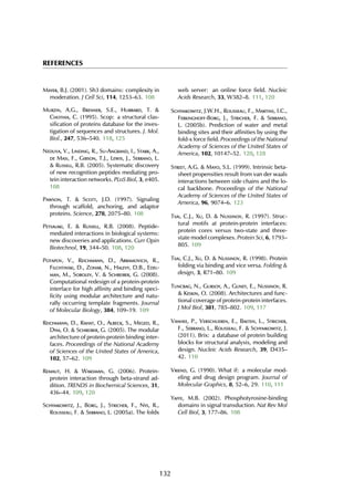 REFERENCES
Mayer, B.J. (2001). Sh3 domains: complexity in
moderation. J Cell Sci, 114, 1253–63. 108
Murzin, A.G., Brenner, S.E., Hubbard, T. &
Chothia, C. (1995). Scop: a structural clas-
sification of proteins database for the inves-
tigation of sequences and structures. J. Mol.
Biol., 247, 536–540. 118, 125
Neduva, V., Linding, R., Su-Angrand, I., Stark, A.,
de Masi, F., Gibson, T.J., Lewis, J., Serrano, L.
& Russell, R.B. (2005). Systematic discovery
of new recognition peptides mediating pro-
tein interaction networks. PLoS Biol, 3, e405.
108
Pawson, T. & Scott, J.D. (1997). Signaling
through scaffold, anchoring, and adaptor
proteins. Science, 278, 2075–80. 108
Petsalaki, E. & Russell, R.B. (2008). Peptide-
mediated interactions in biological systems:
new discoveries and applications. Curr Opin
Biotechnol, 19, 344–50. 108, 120
Potapov, V., Reichmann, D., Abramovich, R.,
Filchtinski, D., Zohar, N., Halevy, D.B., Edel-
man, M., Sobolev, V. & Schreiber, G. (2008).
Computational redesign of a protein-protein
interface for high affinity and binding speci-
ficity using modular architecture and natu-
rally occurring template fragments. Journal
of Molecular Biology, 384, 109–19. 109
Reichmann, D., Rahat, O., Albeck, S., Meged, R.,
Dym, O. & Schreiber, G. (2005). The modular
architecture of protein-protein binding inter-
faces. Proceedings of the National Academy
of Sciences of the United States of America,
102, 57–62. 109
Remaut, H. & Waksman, G. (2006). Protein-
protein interaction through beta-strand ad-
dition. TRENDS in Biochemical Sciences, 31,
436–44. 109, 120
Schymkowitz, J., Borg, J., Stricher, F., Nys, R.,
Rousseau, F. & Serrano, L. (2005a). The foldx
web server: an online force field. Nucleic
Acids Research, 33, W382–8. 111, 120
Schymkowitz, J.W.H., Rousseau, F., Martins, I.C.,
Ferkinghoff-Borg, J., Stricher, F. & Serrano,
L. (2005b). Prediction of water and metal
binding sites and their affinities by using the
fold-x force field. Proceedings of the National
Academy of Sciences of the United States of
America, 102, 10147–52. 120, 128
Street, A.G. & Mayo, S.L. (1999). Intrinsic beta-
sheet propensities result from van der waals
interactions between side chains and the lo-
cal backbone. Proceedings of the National
Academy of Sciences of the United States of
America, 96, 9074–6. 123
Tsai, C.J., Xu, D. & Nussinov, R. (1997). Struc-
tural motifs at protein-protein interfaces:
protein cores versus two-state and three-
state model complexes. Protein Sci, 6, 1793–
805. 109
Tsai, C.J., Xu, D. & Nussinov, R. (1998). Protein
folding via binding and vice versa. Folding &
design, 3, R71–80. 109
Tuncbag, N., Gursoy, A., Guney, E., Nussinov, R.
& Keskin, O. (2008). Architectures and func-
tional coverage of protein-protein interfaces.
J Mol Biol, 381, 785–802. 109, 117
Vanhee, P., Verschueren, E., Baeten, L., Stricher,
F., Serrano, L., Rousseau, F. & Schymkowitz, J.
(2011). Brix: a database of protein building
blocks for structural analysis, modeling and
design. Nucleic Acids Research, 39, D435–
42. 110
Vriend, G. (1990). What if: a molecular mod-
eling and drug design program. Journal of
Molecular Graphics, 8, 52–6, 29. 110, 111
Yaffe, M.B. (2002). Phosphotyrosine-binding
domains in signal transduction. Nat Rev Mol
Cell Biol, 3, 177–86. 108
132
 