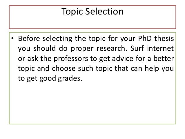 Phd topic