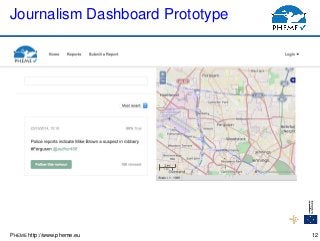 PHEME http://www.pheme.eu
Journalism Dashboard Prototype
12
 