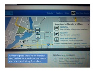 Have your place show up on the local
map to show location from the person
who is in town looking for a place.
 