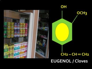 OH
OCH3
CH2 – CH ═ CH2
EUGENOL / Cloves
 
