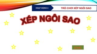 HOẠT ĐỘNG 4 TRÒ CHƠI XẾP NGÔI SAO
START
V
V
V
V
V
 