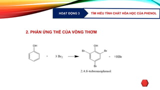 HOẠT ĐỘNG 3 TÌM HIỂU TÍNH CHẤT HÓA HỌC CỦA PHENOL
2. PHẢN ỨNG THẾ CỦA VÒNG THƠM
.
 