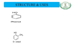 STRUCTURE & USES
OH
Phenol
OH
CH3
O - cresol
 