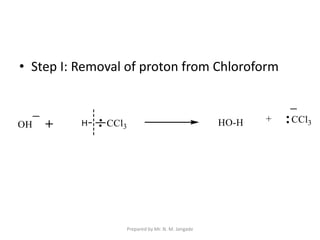 • Step I: Removal of proton from Chloroform
Prepared by Mr. N. M. Jangade
 
