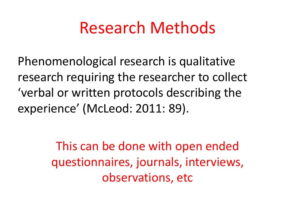 Brief Introduction to Phenomenological Research