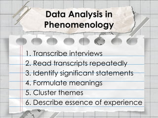 Phenomenology as a Qualitative Research Design in Nursing Practice and ...