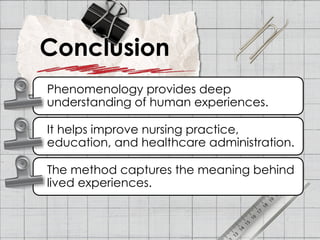 Phenomenology as a Qualitative Research Design in Nursing Practice and ...
