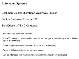 Phenotypic methods used in antimicrobial susceptibility testing
