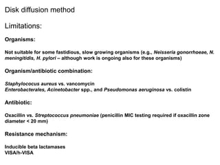 Phenotypic methods used in antimicrobial susceptibility testing