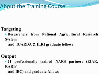 Introducing the ICARDA-ILRI Training Course on Methods and Approaches on Phenotypic Characterization of Animal Genetic Resources (Goats), Addis Ababa, 20-21 December 2012