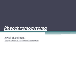 Pheochromocytoma
Javad ghahremani
Medical student at shahid beheshti university
 