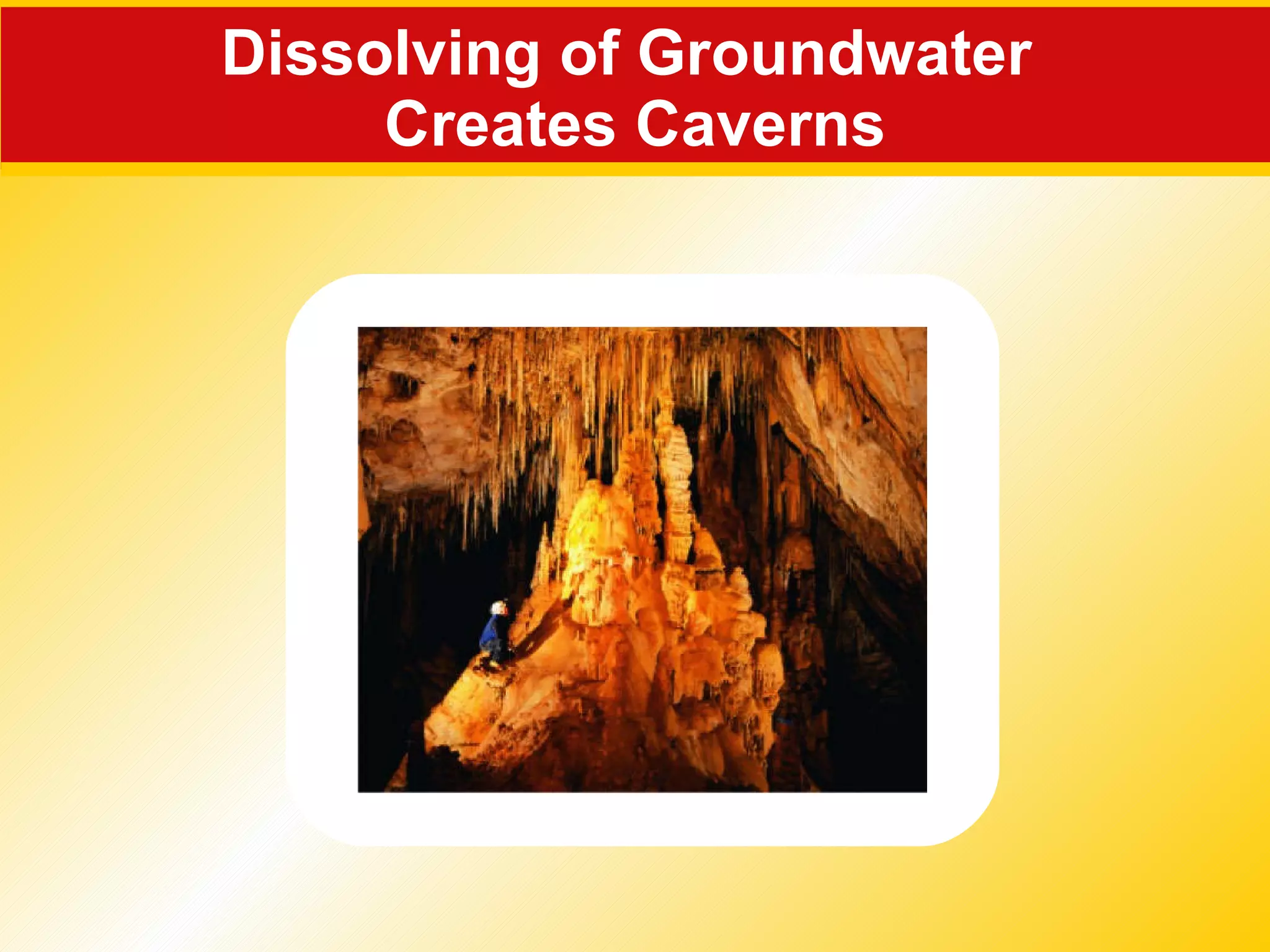 Dissolving of Groundwater  Creates Caverns 