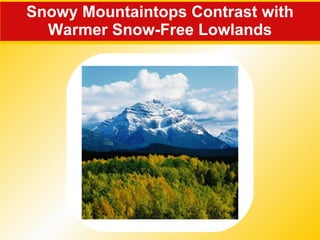 Snowy Mountaintops Contrast with Warmer Snow-Free Lowlands 