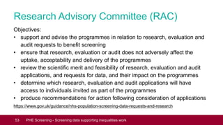Research Advisory Committee (RAC)
Objectives:
• support and advise the programmes in relation to research, evaluation and
...