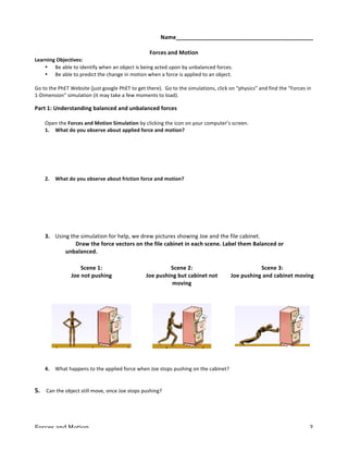 Phet forces student sheet | PDF