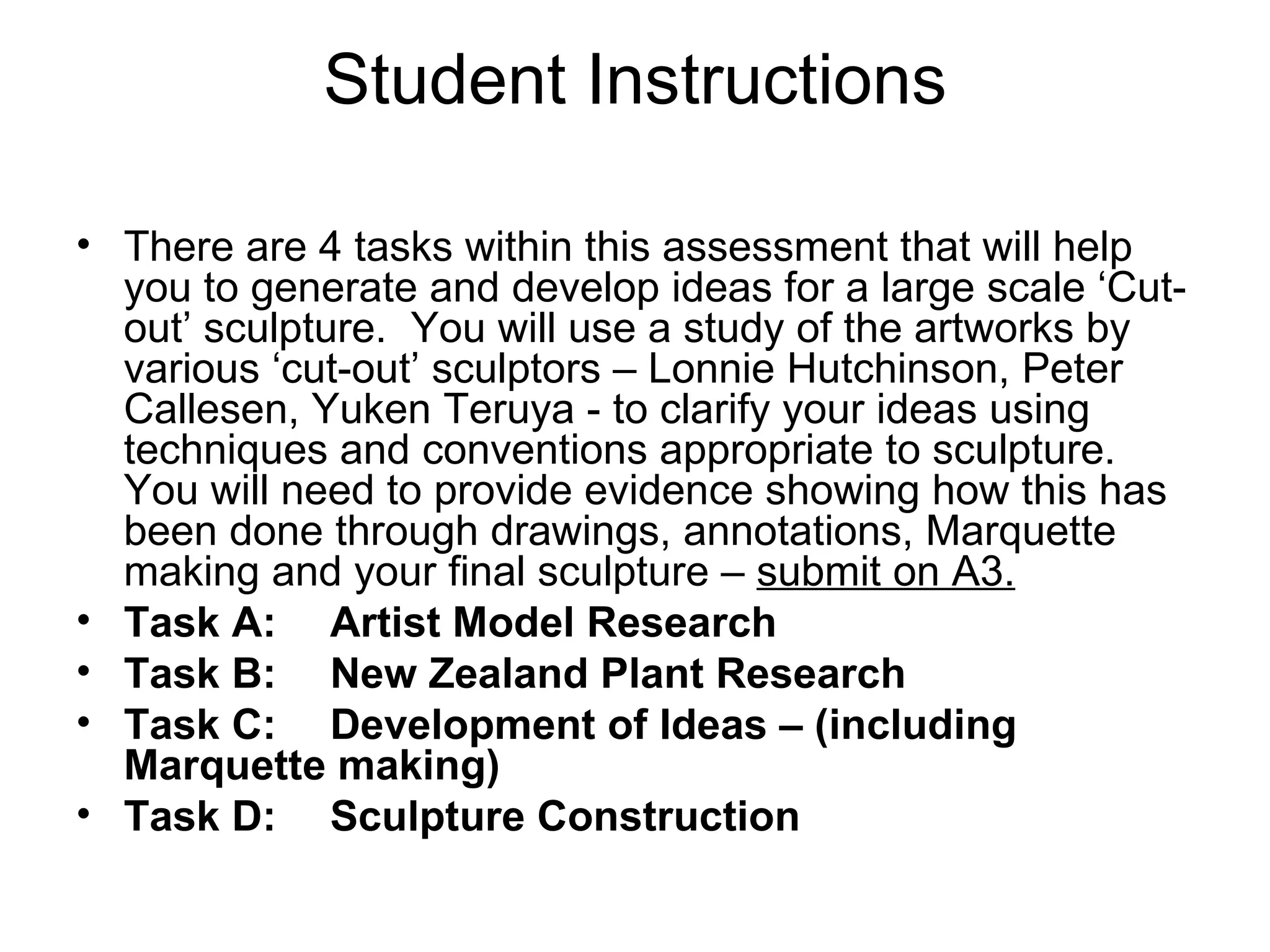 Cutout Sculpture Achievement Standard 2.2 90234 | PPT | Drawing and ...