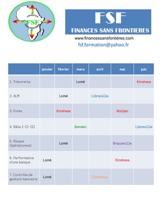 www.financessansfontières.com
fsf.formation@yahoo.fr
 