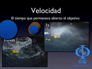 Velocidad El tiempo que permanece abierto el objetivo 1/640s F5,6 1s F36 Fotografías ©Á. Bayón, 2011 
