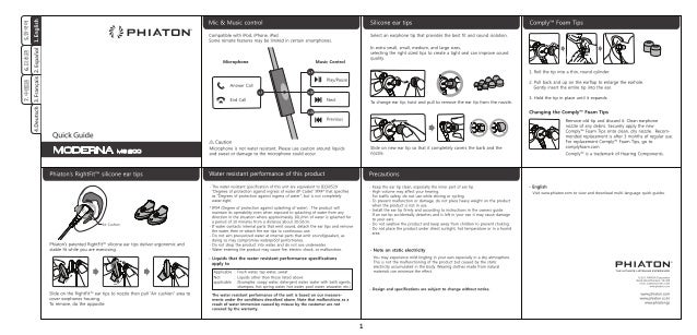 phiaton moderna ms 200 user manual