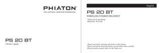 Phiaton PS 20 BT Owner's Manual | Phiaton