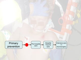 Primary
prevention
Pre-hospital
care
Hospital
Trauma
care
Intensive care
+/-
neurosurgery
 
