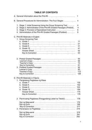 Junior High School Phil IRI Manual powerpoint presentation | PDF