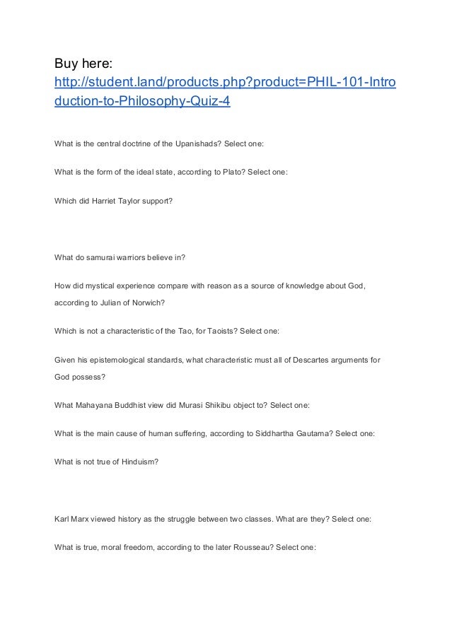 Philosophy 101 assignment with the
