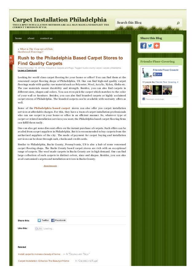 Rush to the Philadelphia Based Carpet Stores to Find Quality Carpets