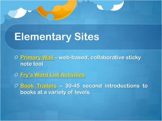 Other “Word” SitesSnappy Words – A visual dictionary/thesaurus.Lexipedia – Another visual dictionary/thesaurus.Wordia – video definitions of words.Write-n-ator – A video clip on a vocabulary word followed by a writing challenge.Save the Words – A cool site that is hard to describe but good for vocabulary building with older students.Wacky Web Tales – Sort of a mad lib type activity with stories for grades 3 and above.