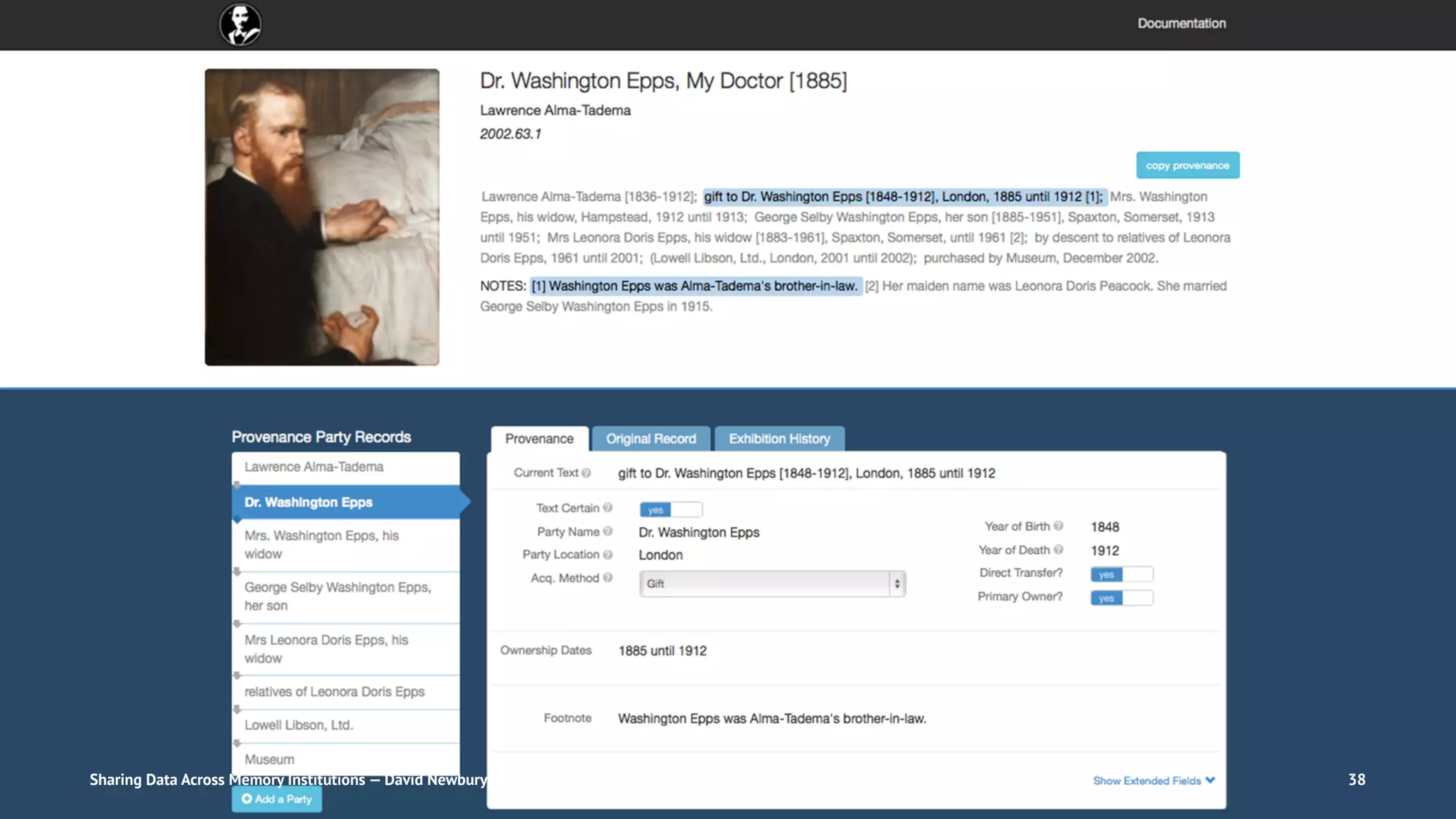 Sharing Data Across Memory Institutions — David Newbury (@workergnome) 38
 