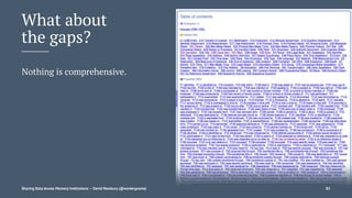What about
the gaps?
Nothing is comprehensive.
Sharing Data Across Memory Institutions — David Newbury (@workergnome) 82
 