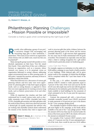 Philanthropic Planning Challenges - Mission Possible or Impossible?
