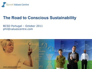 The Road to Conscious Sustainability
BCSD Portugal – October 2011
phil@valuescentre.com




  www.valuescentre.com
www.valuescentre.com                   1
www.valuescentre.com
 