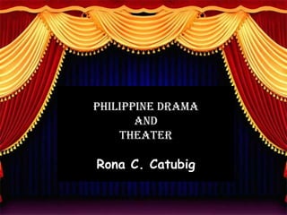 PHILIPPINE DRAMA
       and
    THEATER

Rona C. Catubig
 
