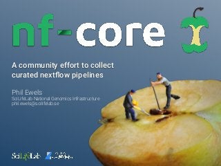 A community effort to collect
curated nextﬂow pipelines
Phil Ewels
SciLifeLab National Genomics Infrastructure
phil.ewels@scilifelab.se
 