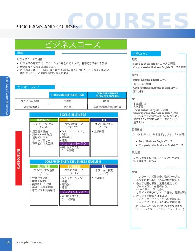 フィリピン留学セブ島 Philinter英語学校 14 パンフレット