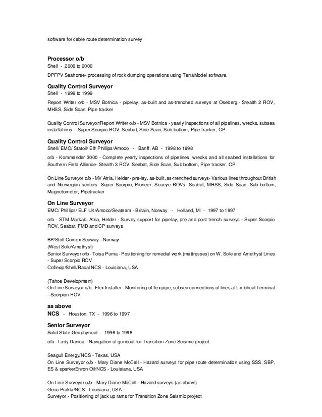 Philip Harrison Personal Resume 2017 - 3 software for cable route determination survey
