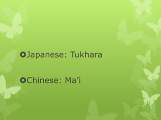 Japanese: Tukhara

Chinese: Ma’i

 
