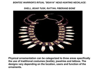 IFUGAO: WARRIOR'SSILVER "LINGLINGO"EARRING PAIR AND PENDANTS