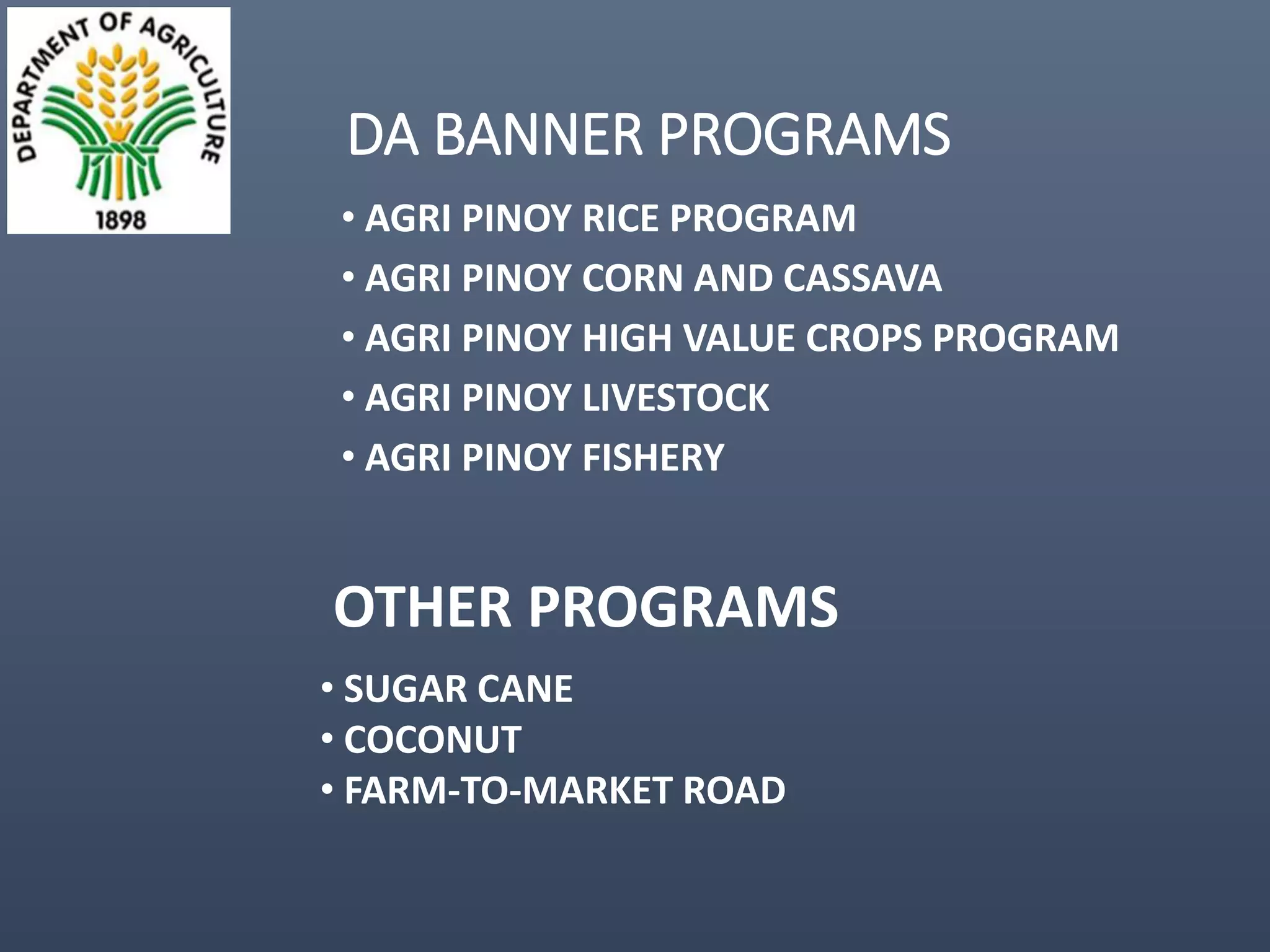 Rice Program Banner The Philippine Department of Agriculture and its Cassava Industry ...