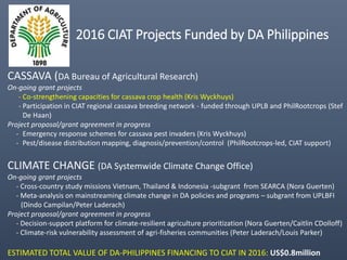 The Philippine Department of Agriculture and its Cassava Industry Roadmap