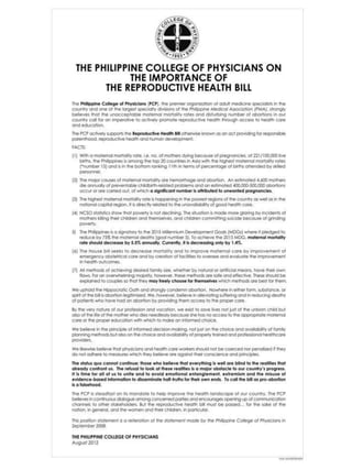 Philippine College of Physicians Support RH Bill
